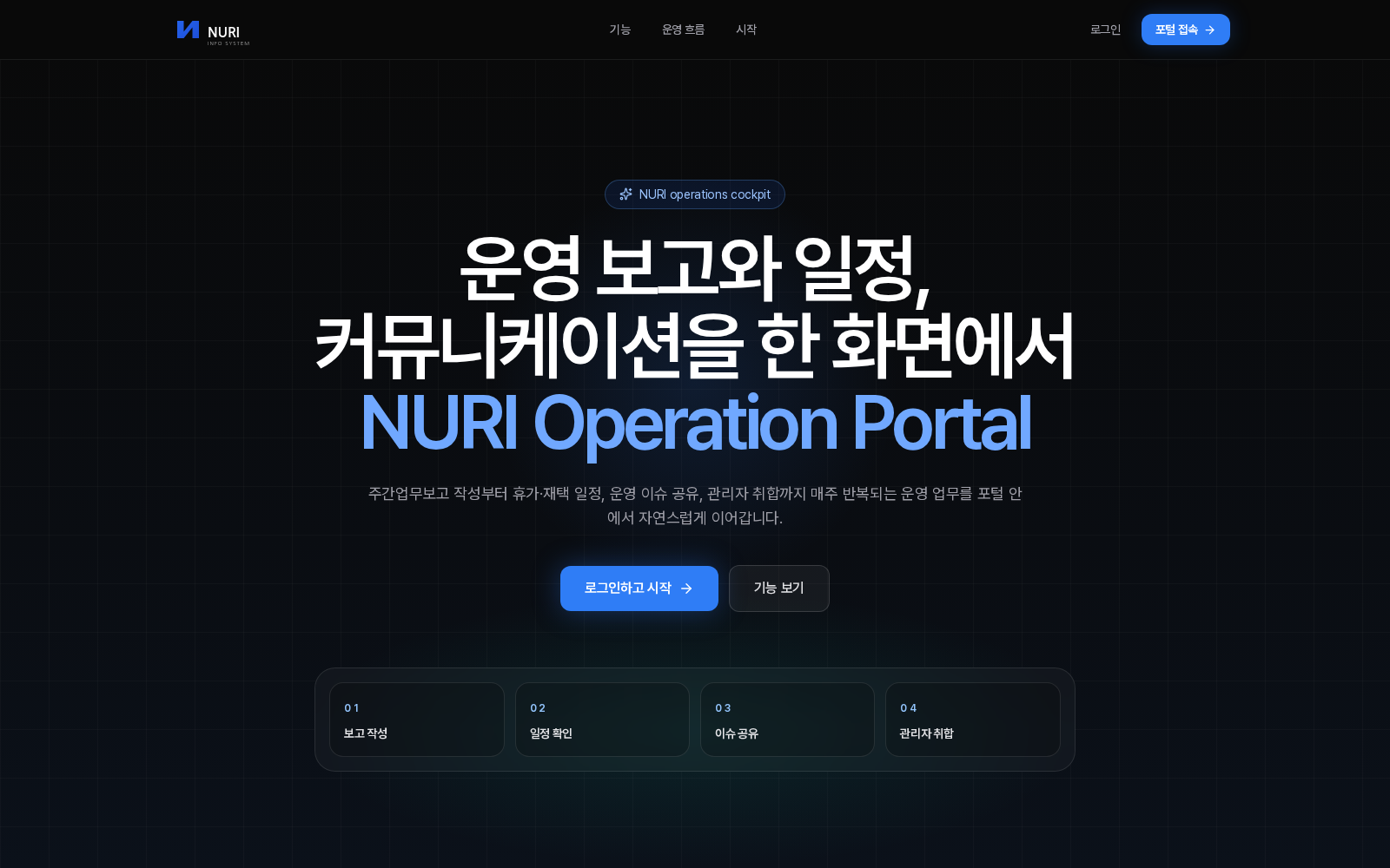 Nuri SM Operation Portal landing screenshot
