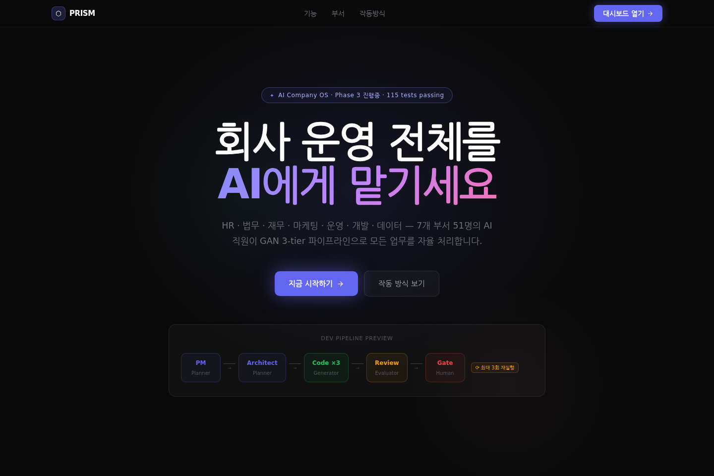 PRISM landing screenshot